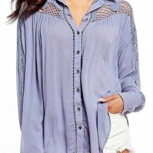 Free People Light Purple Button-Down Shirt